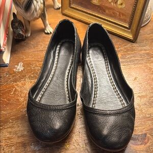 Frye Black Leather Ballet Flats